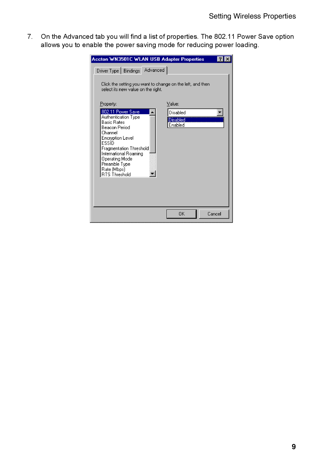 Accton Technology Cheetah Wireless USB Adapter, 3501C manual Setting Wireless Properties 