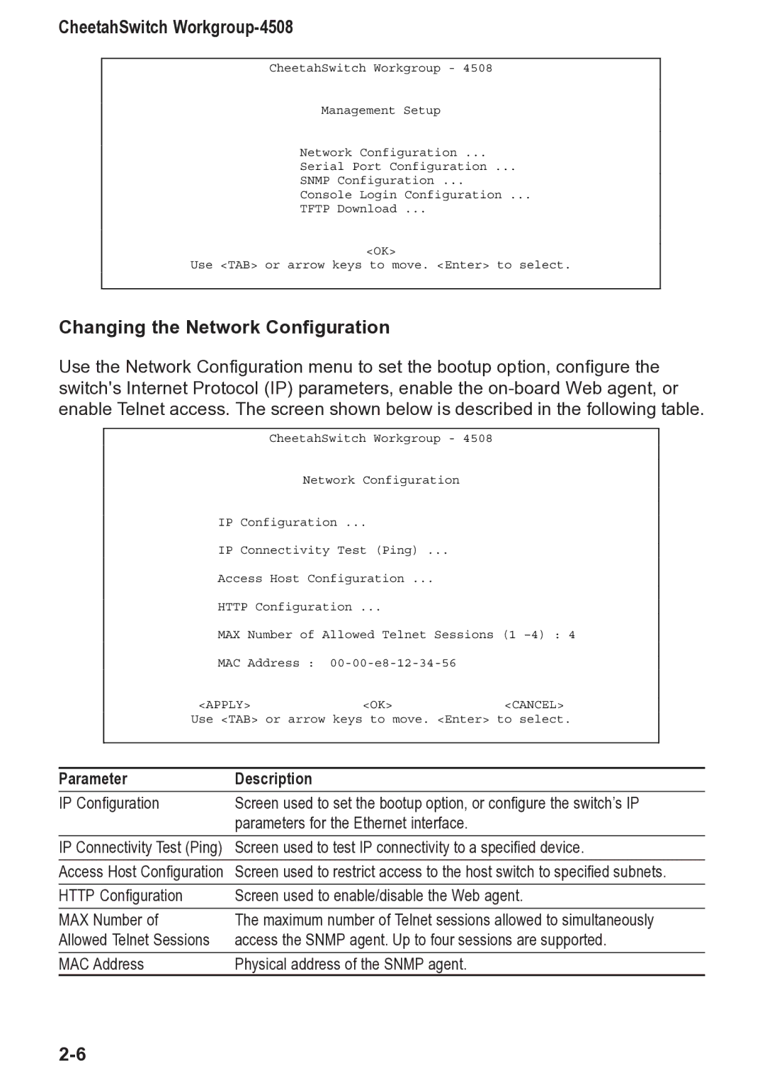 Accton Technology CheetahSwitch Workgroup, 4508 manual Changing the Network Configuration 