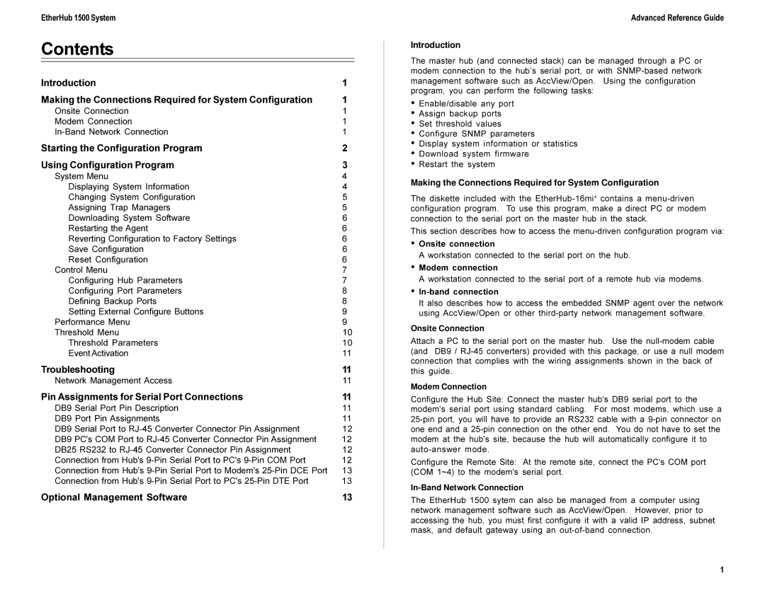 Accton Technology E0398-R01, 150858-101, EH1502S manual Contents 