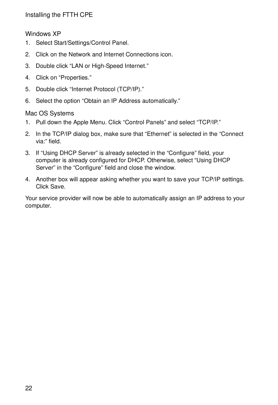 Accton Technology EC3802-WDM manual Windows XP, Mac OS Systems 