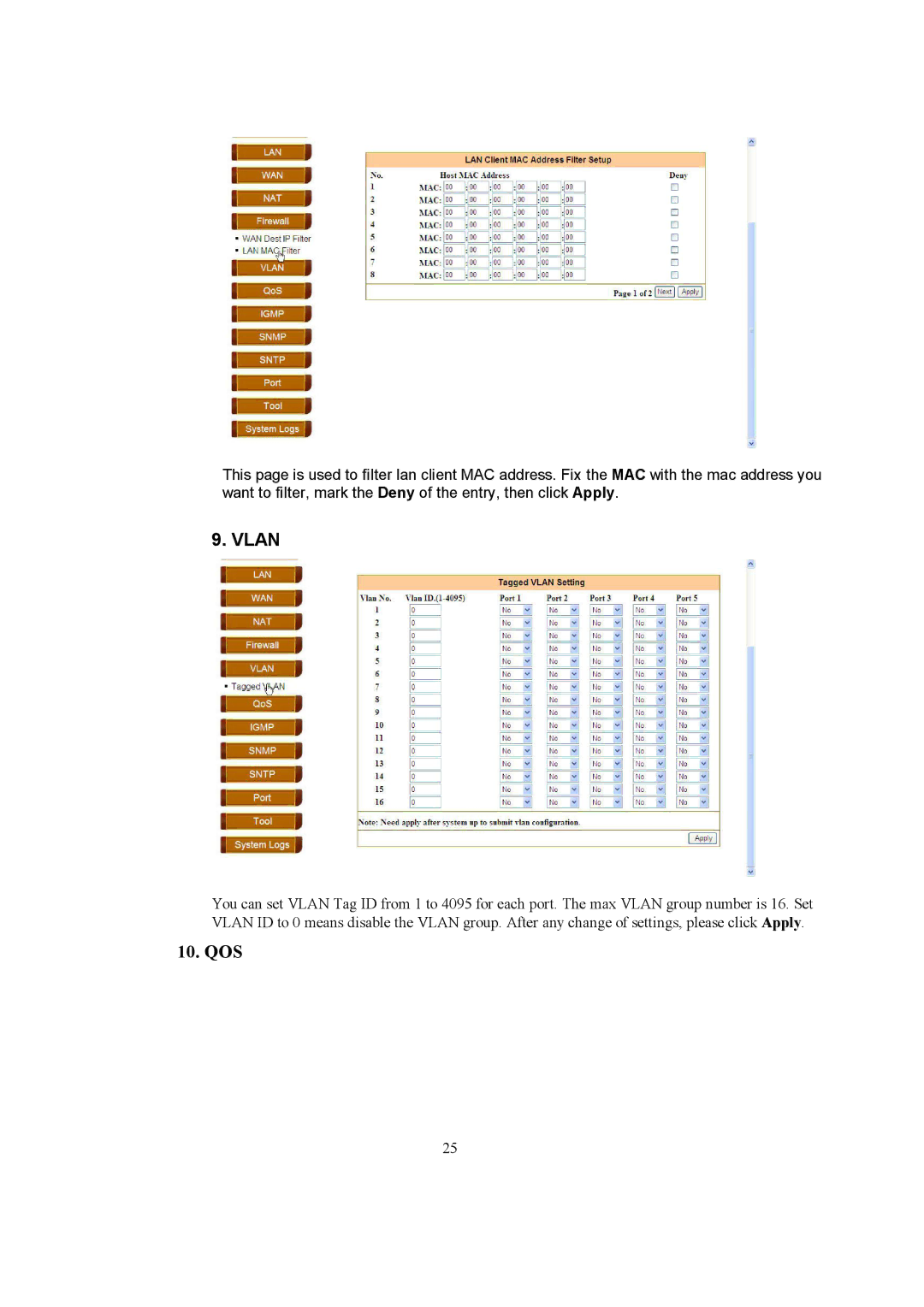 Accton Technology EC3805 manual Vlan 