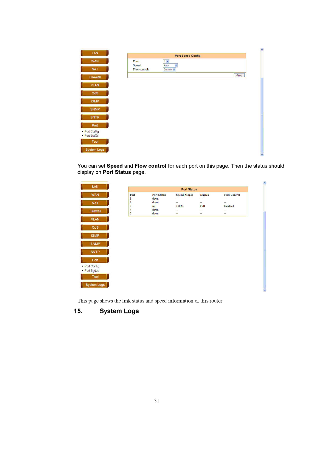 Accton Technology EC3805 manual System Logs 