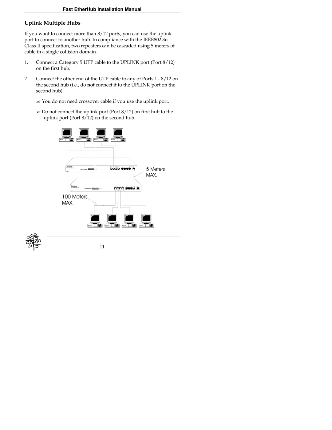 Accton Technology 8se, EH3012C, EH3008C, 12se manual Uplink Multiple Hubs 