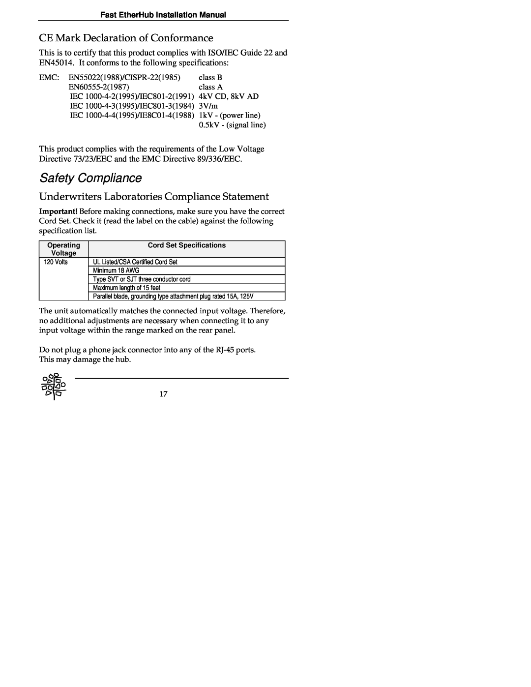 Accton Technology 12se, EH3012C, 8se, EH3008C manual Safety Compliance, CE Mark Declaration of Conformance 