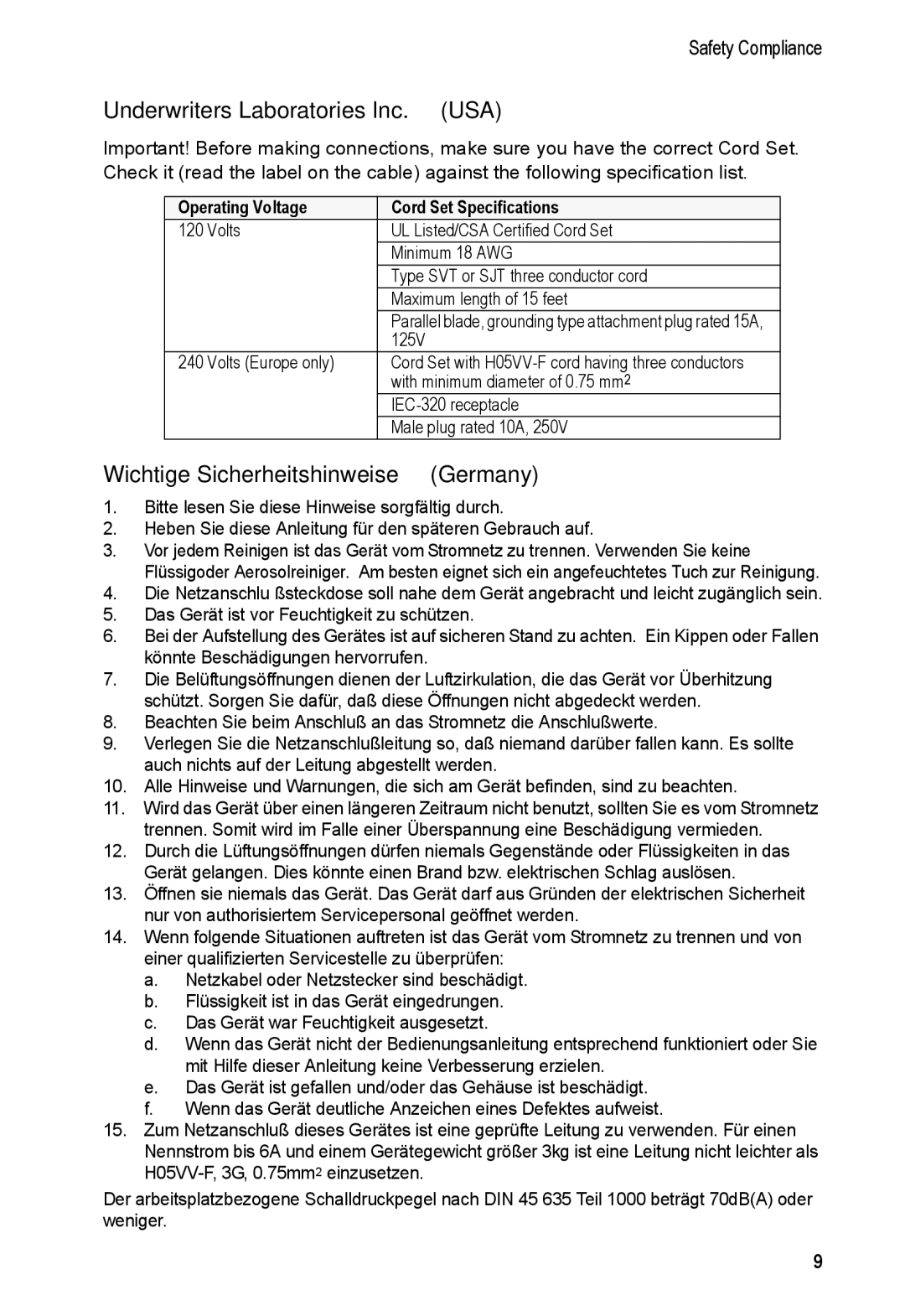 Accton Technology 1000BASE-LX, EM4582-LX-SC manual Underwriters Laboratories Inc. USA, Wichtige Sicherheitshinweise Germany 