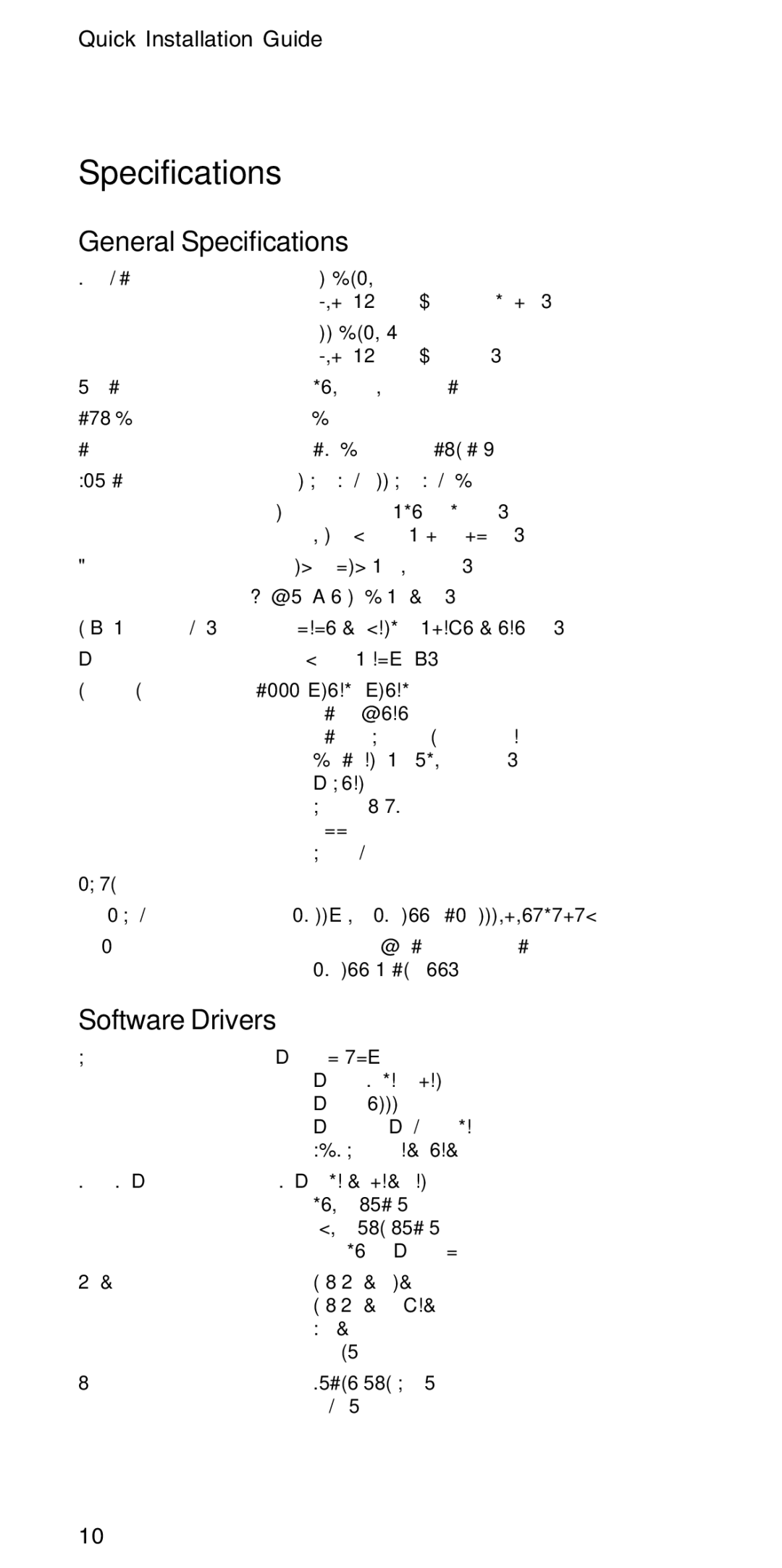 Accton Technology EN1207D-TX manual General Specifications, Software Drivers 