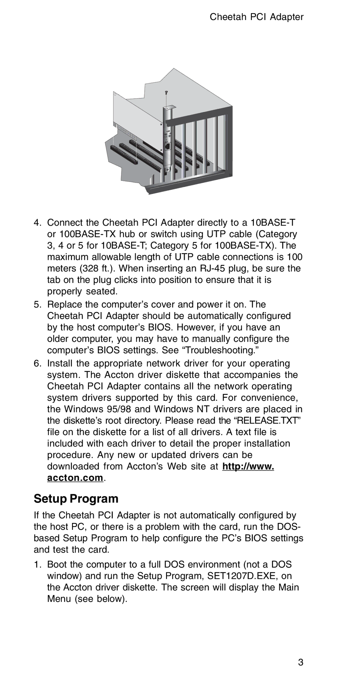 Accton Technology EN1207D-TX manual Setup Program 