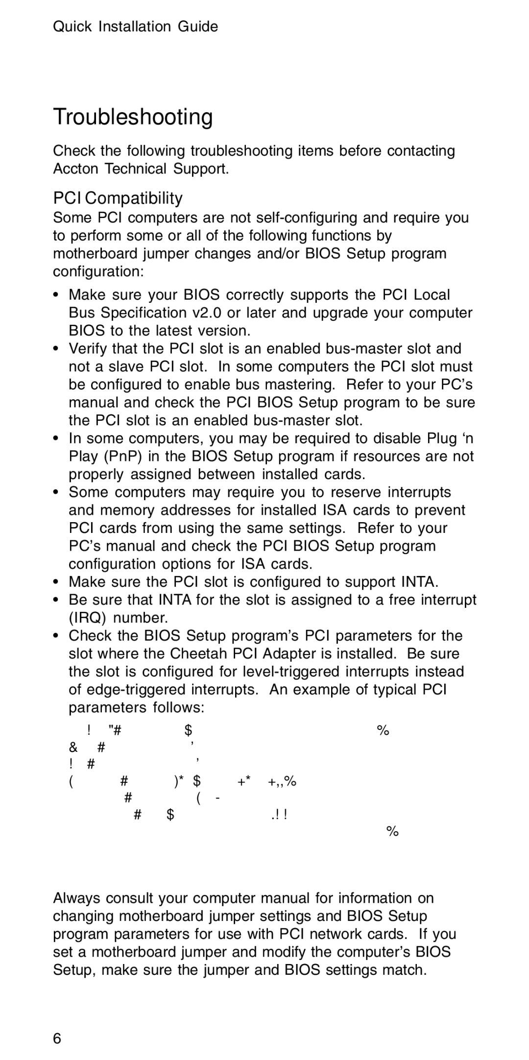 Accton Technology EN1207D-TX manual Troubleshooting, PCI Compatibility 