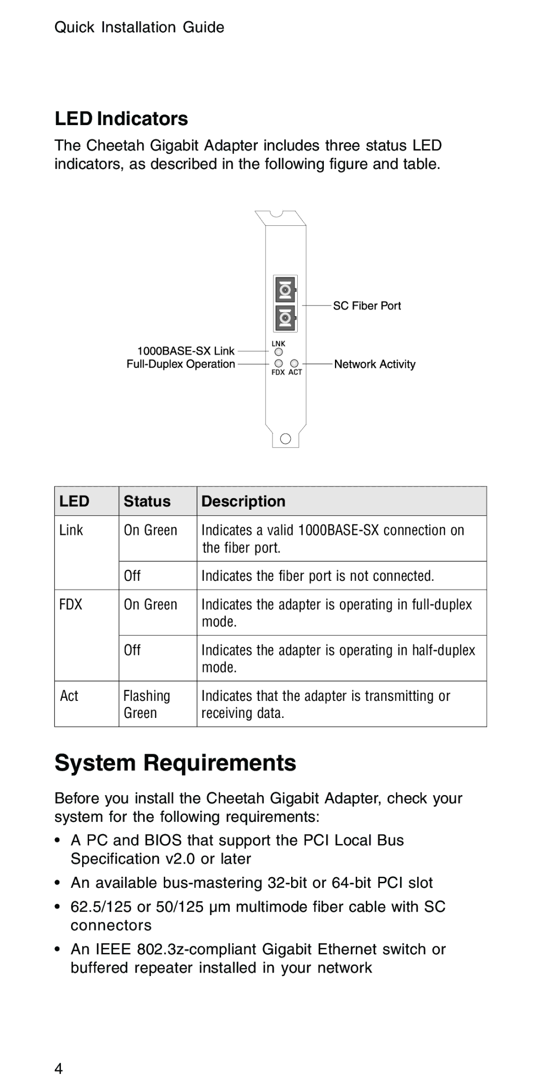 Accton Technology EN1407-SX manual System Requirements, LED Indicators 