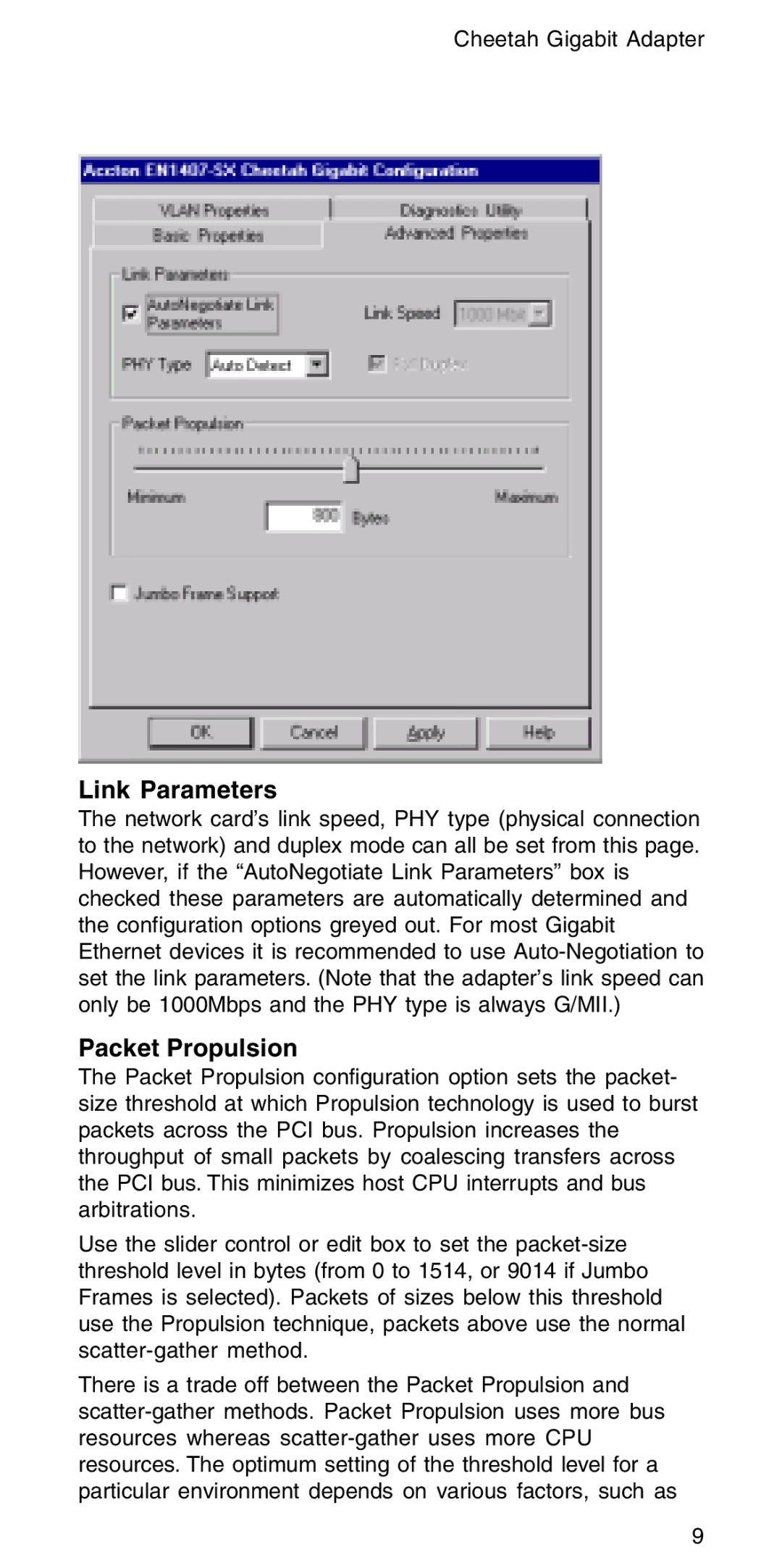 Accton Technology EN1407-SX manual Link Parameters, Packet Propulsion 