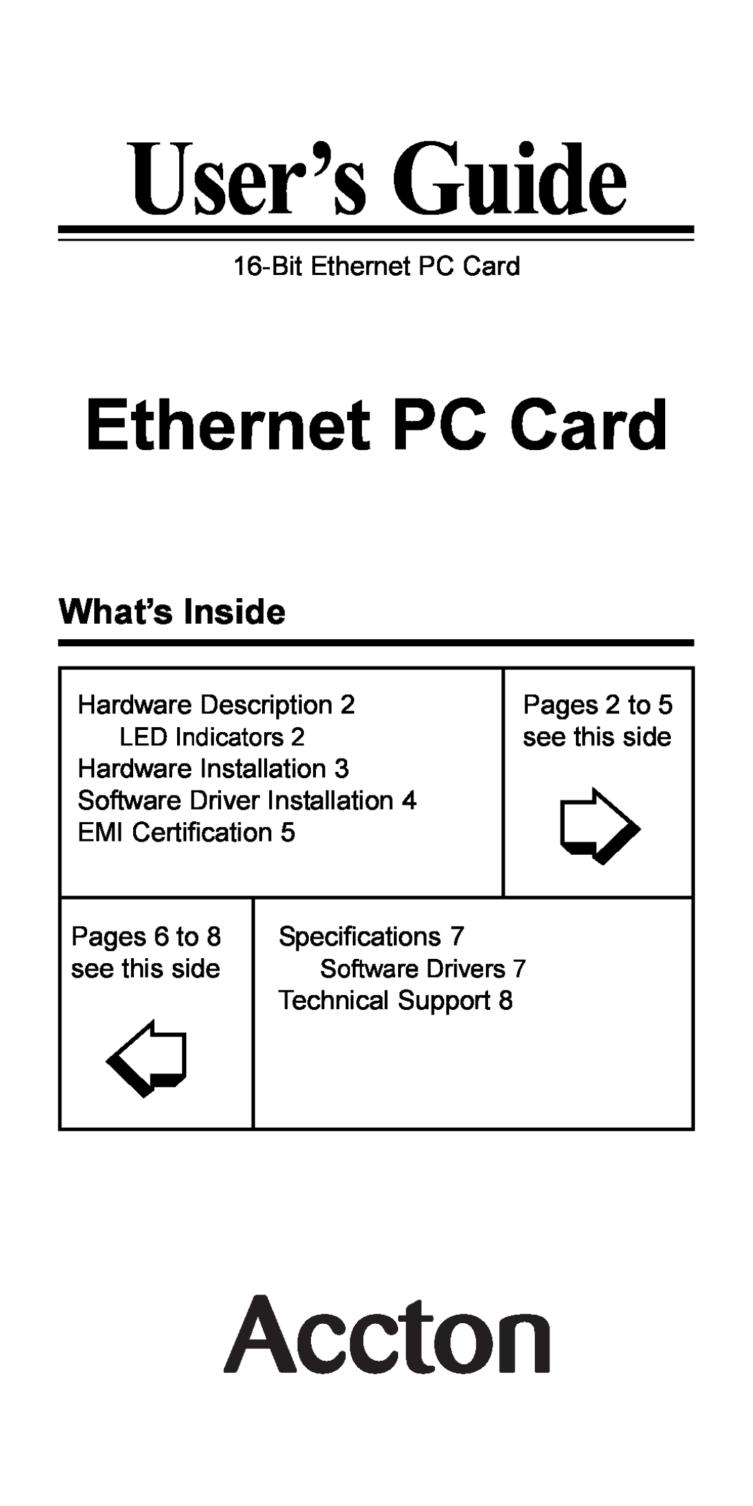 Accton Technology EN2216-1 specifications What’s Inside, User’s Guide, Bit Ethernet PC Card, Hardware Description 