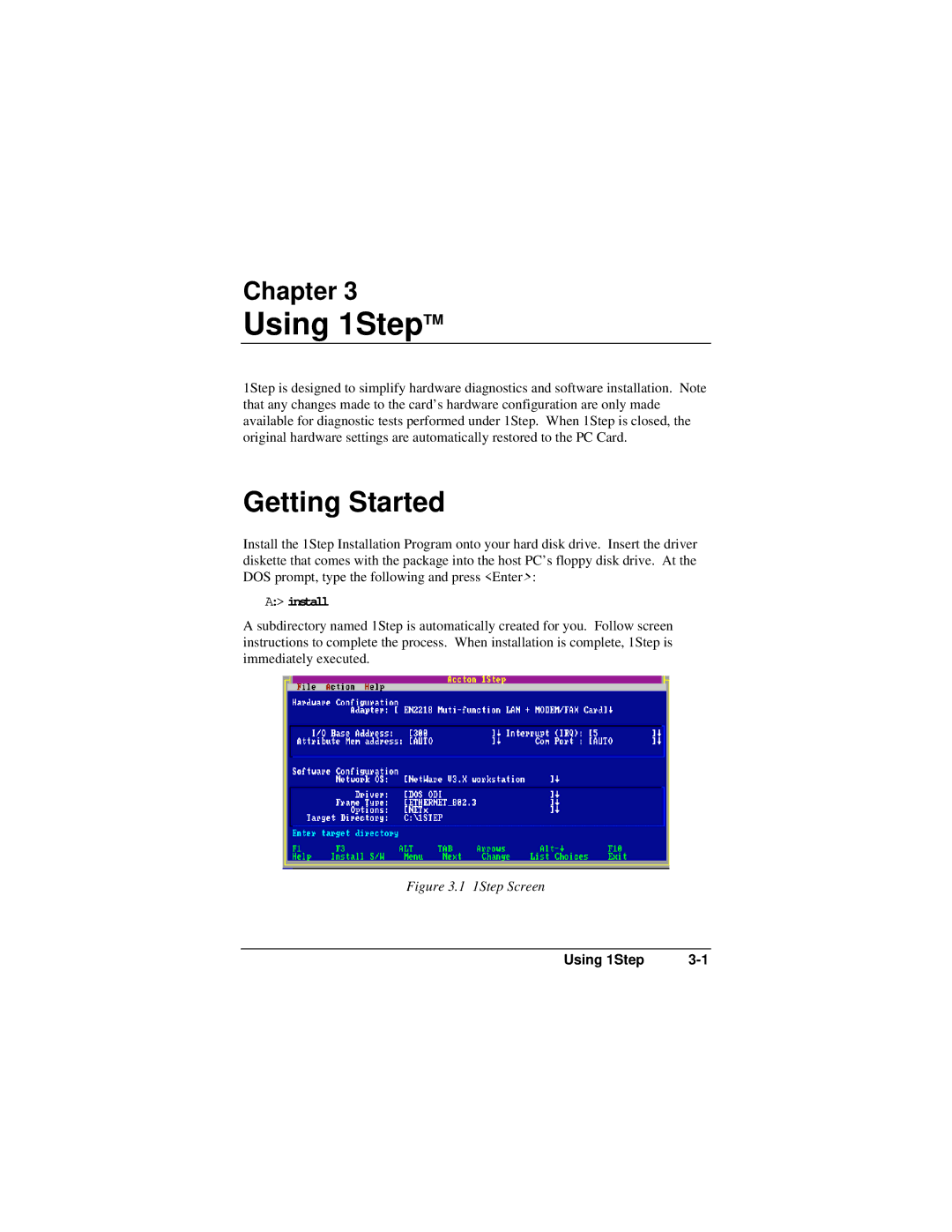 Accton Technology EN2218 manual Using 1StepTM, Getting Started 