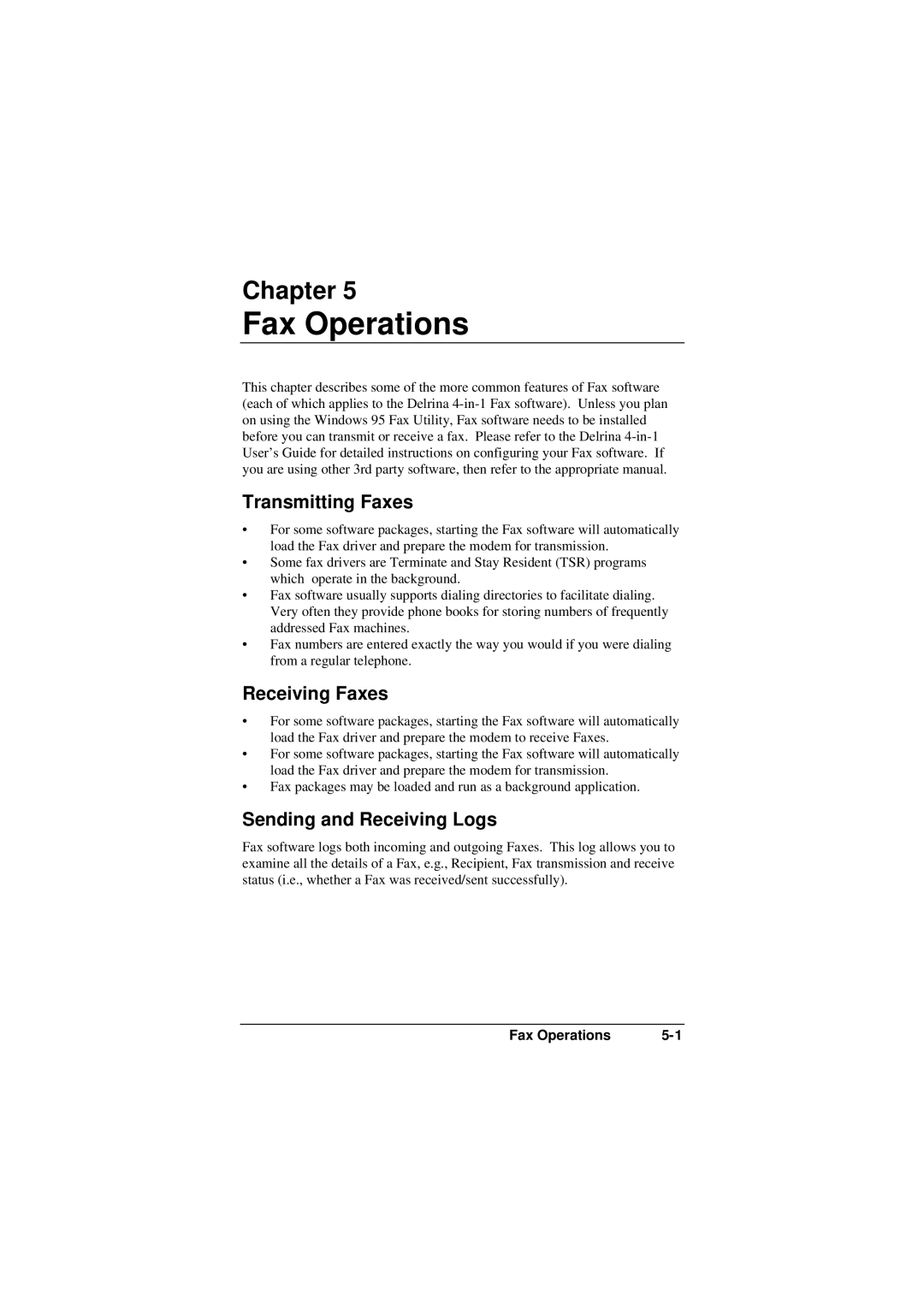 Accton Technology EN2218 manual Fax Operations, Transmitting Faxes, Receiving Faxes, Sending and Receiving Logs 