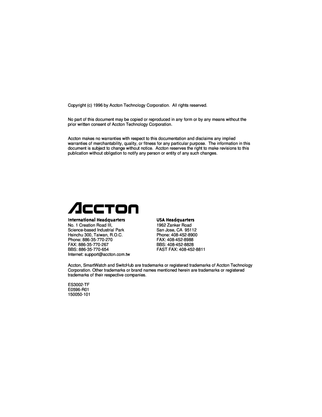 Accton Technology ES3002-TF manual Qwhuqdwlrqdo+Hdgtxduwhuv, 86$+HDGTXDUWHUV 