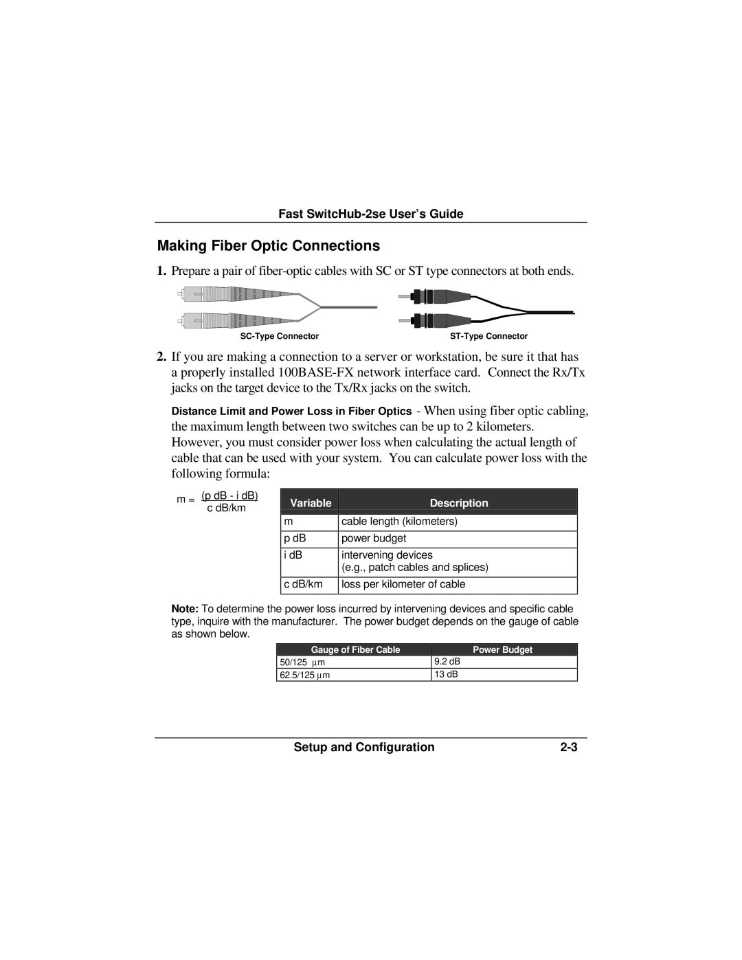 Accton Technology ES3002-TF manual Making Fiber Optic Connections, Description 