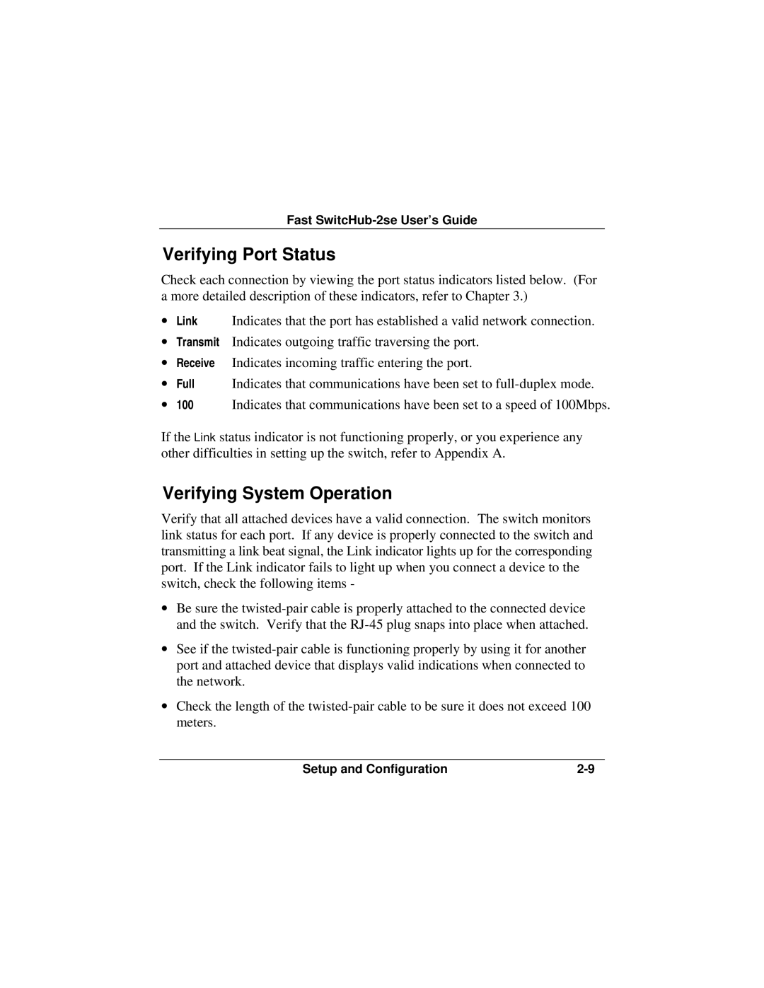 Accton Technology ES3002-TF manual Verifying Port Status, Verifying System Operation 