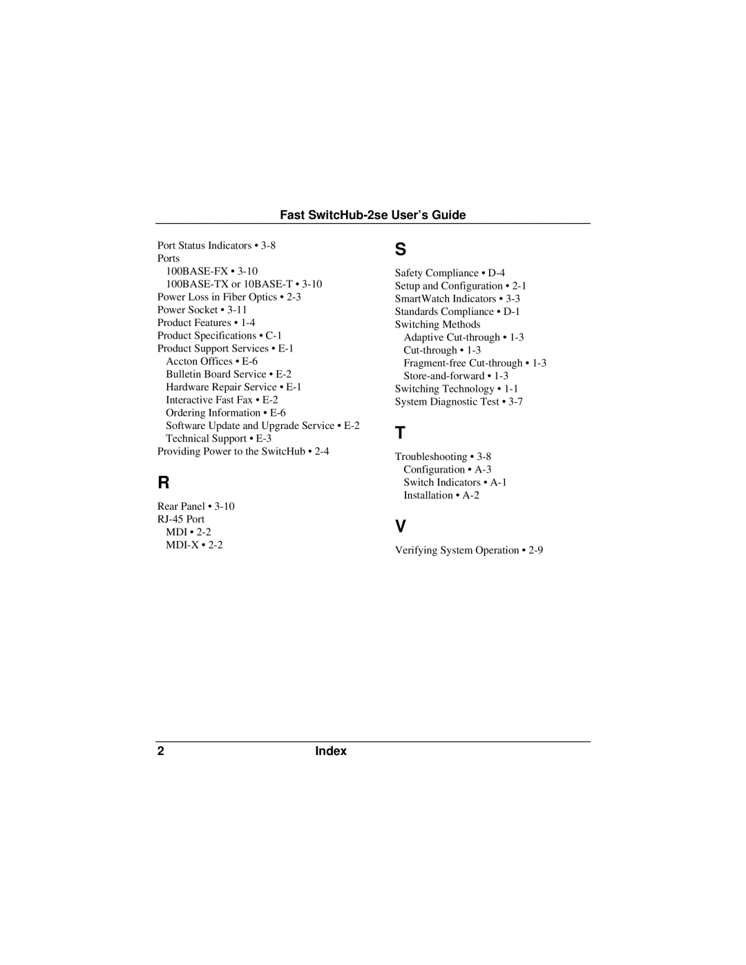 Accton Technology ES3002-TF manual Index 