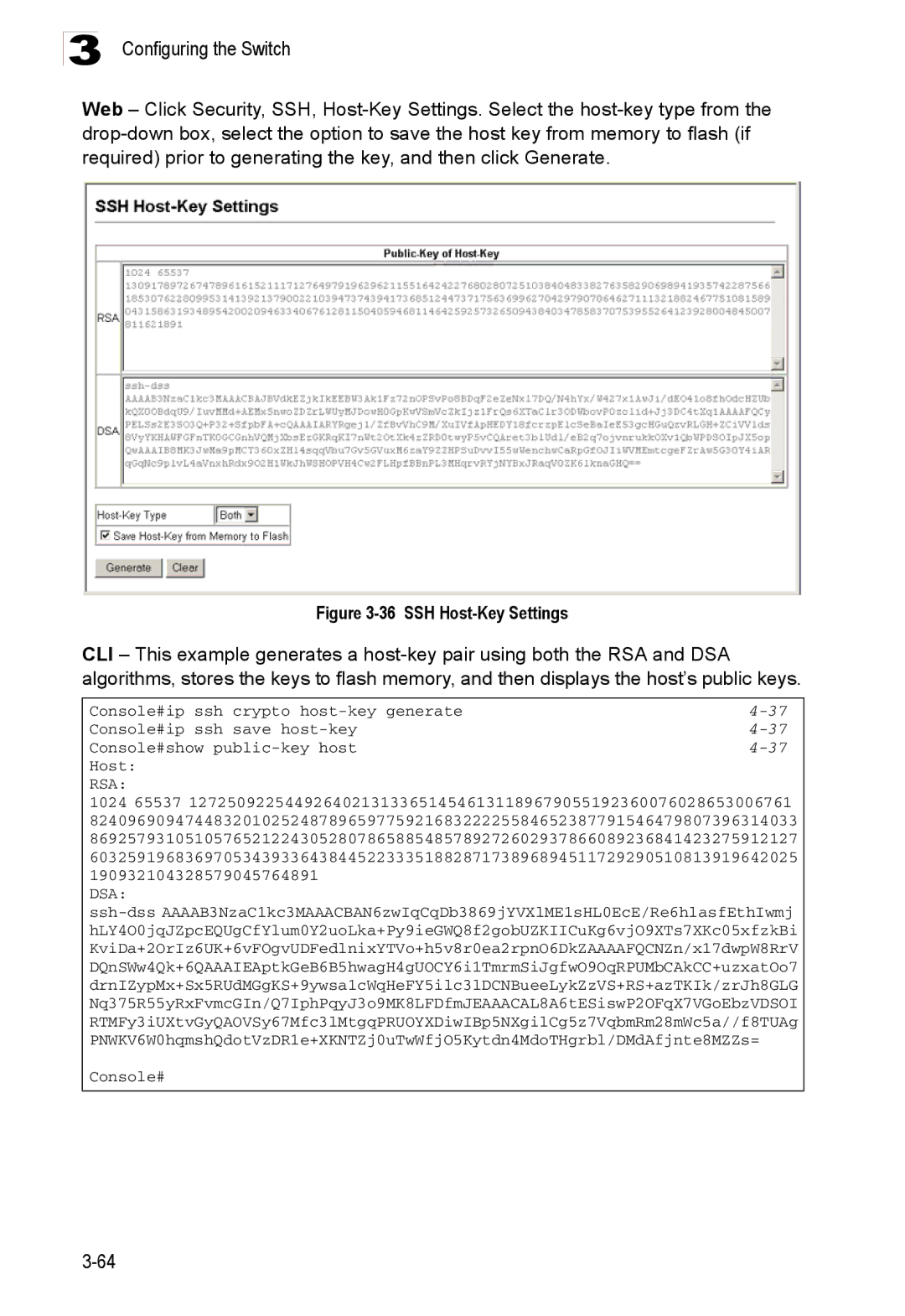 Accton Technology ES3526XA, ES3552XA manual SSH Host-Key Settings 