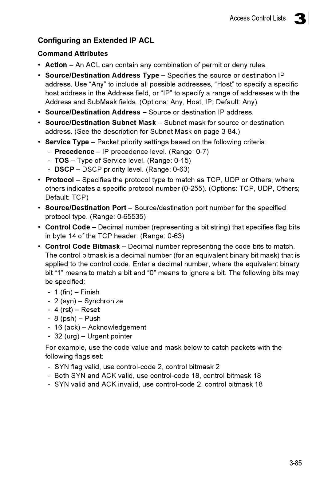 Accton Technology ES3552XA, ES3526XA manual Configuring an Extended IP ACL 