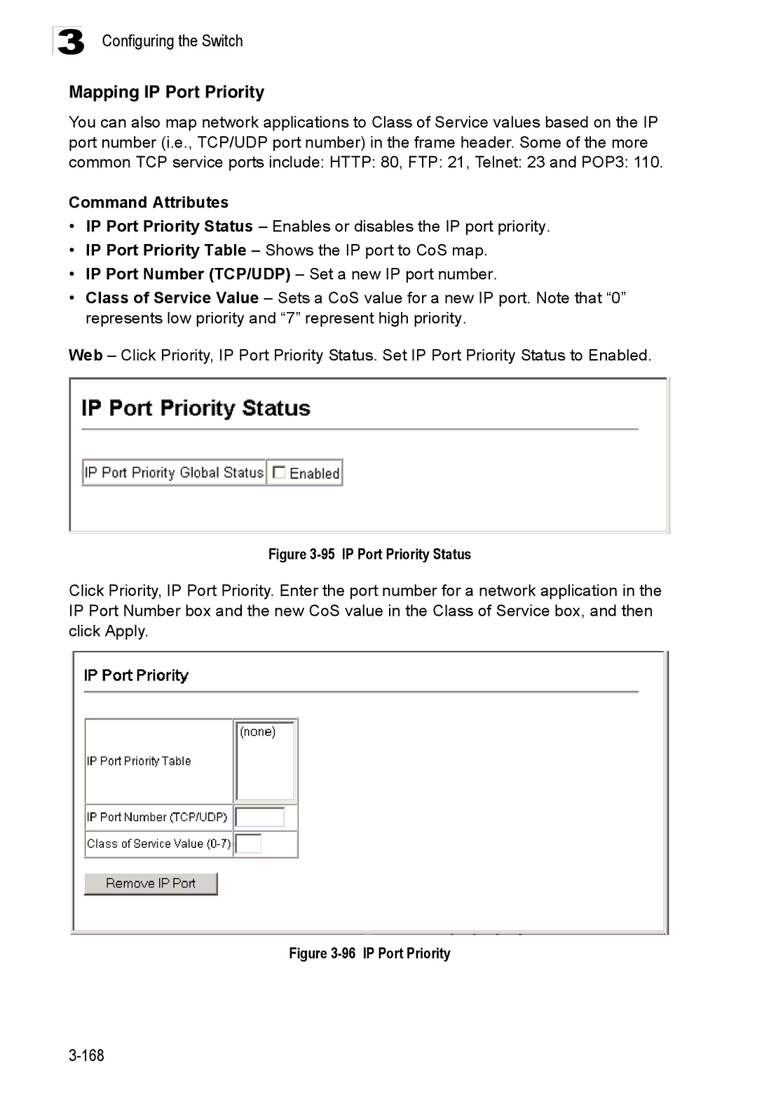 Accton Technology ES3526XA, ES3552XA manual Mapping IP Port Priority, IP Port Priority Status 