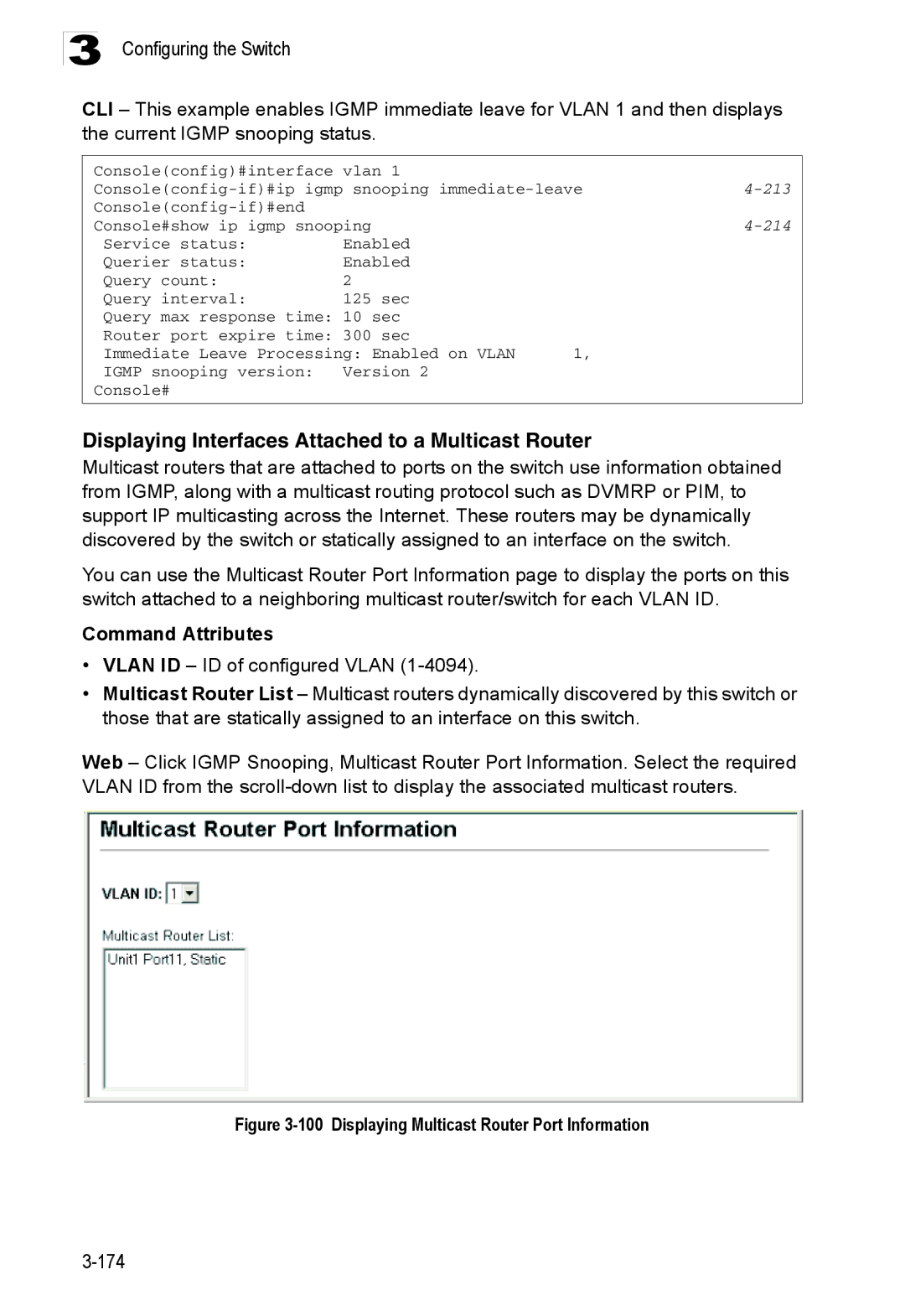 Accton Technology ES3526XA, ES3552XA manual Displaying Interfaces Attached to a Multicast Router 