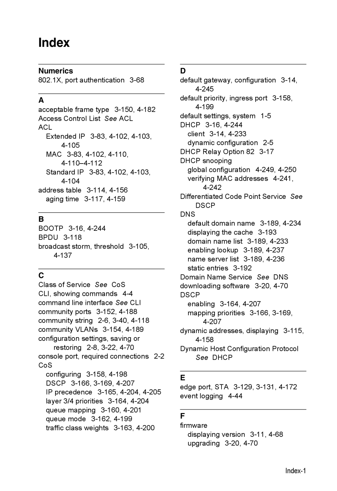 Accton Technology ES3552XA, ES3526XA manual Index, Numerics 