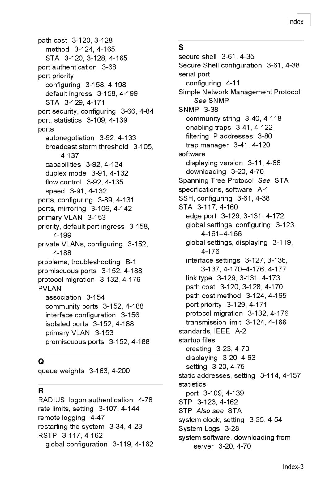 Accton Technology ES3552XA, ES3526XA manual Index-3 