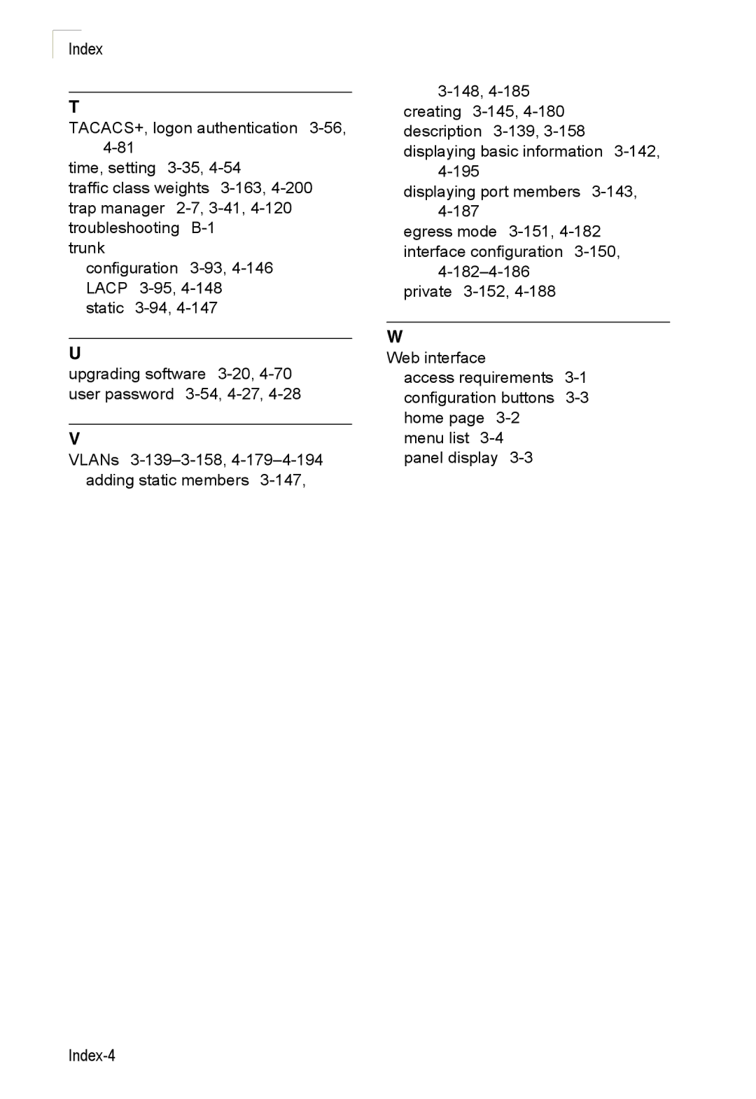 Accton Technology ES3526XA, ES3552XA manual Index-4 