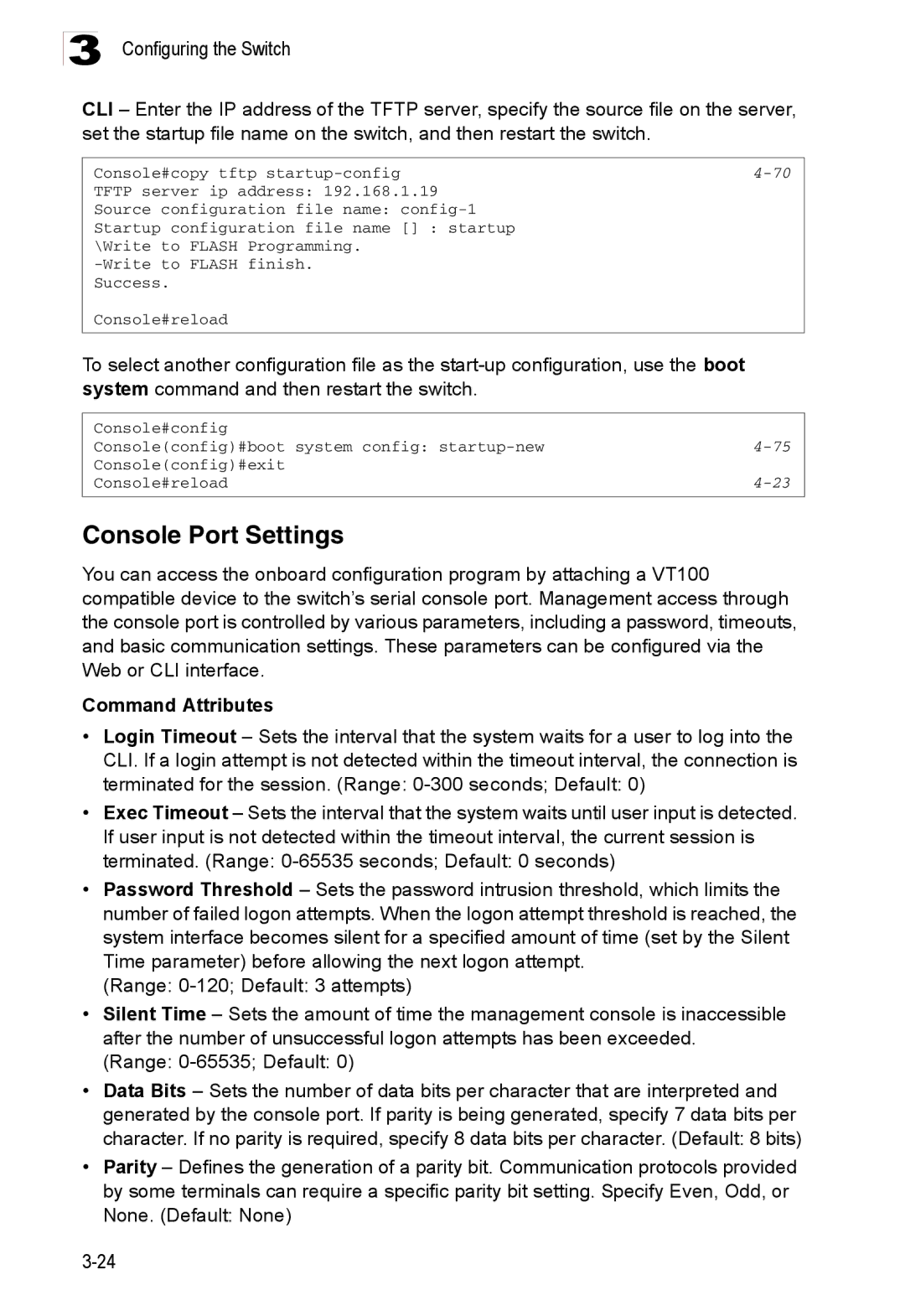 Accton Technology ES3526XA, ES3552XA manual Console Port Settings 