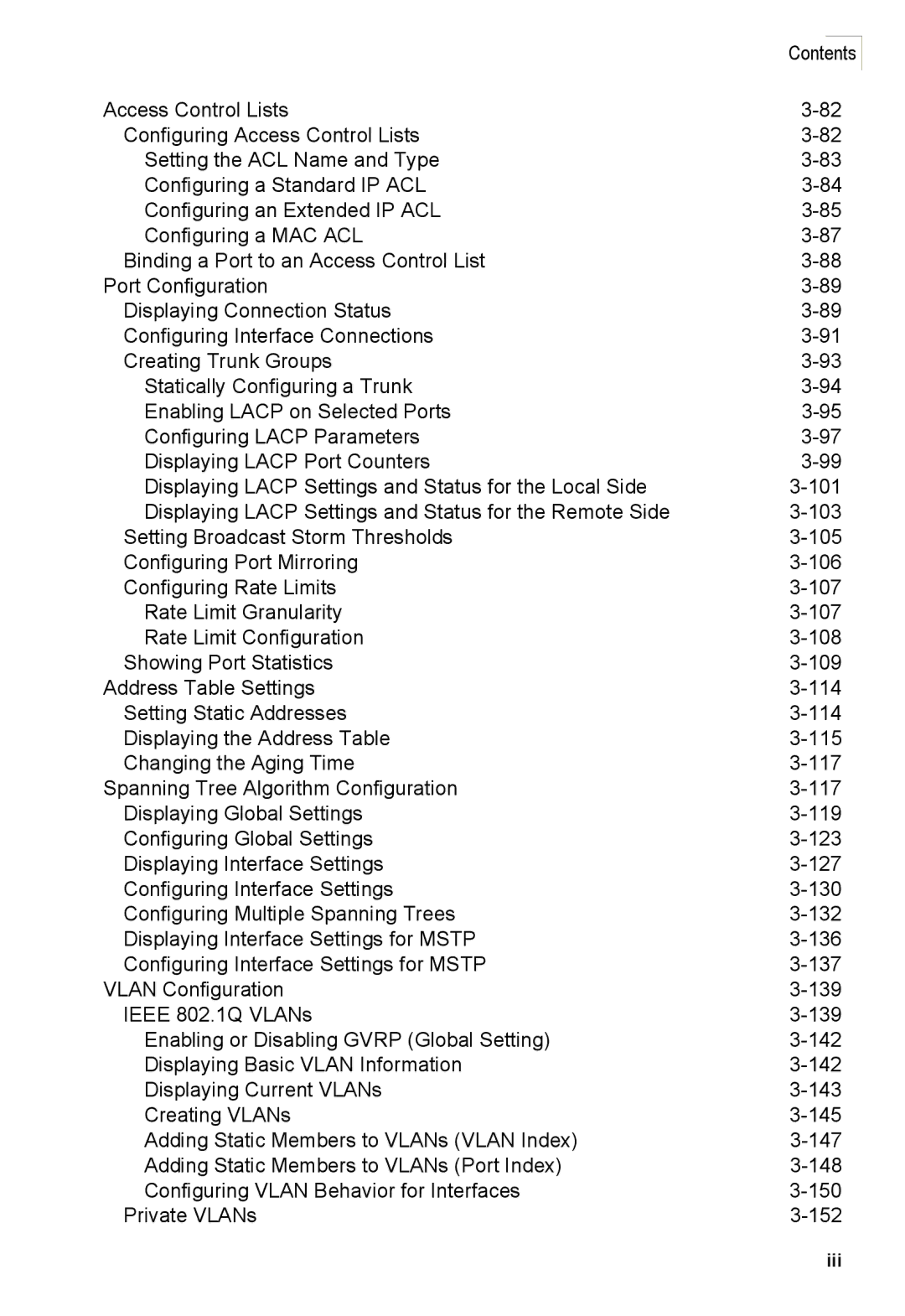 Accton Technology ES3552XA, ES3526XA manual Iii 