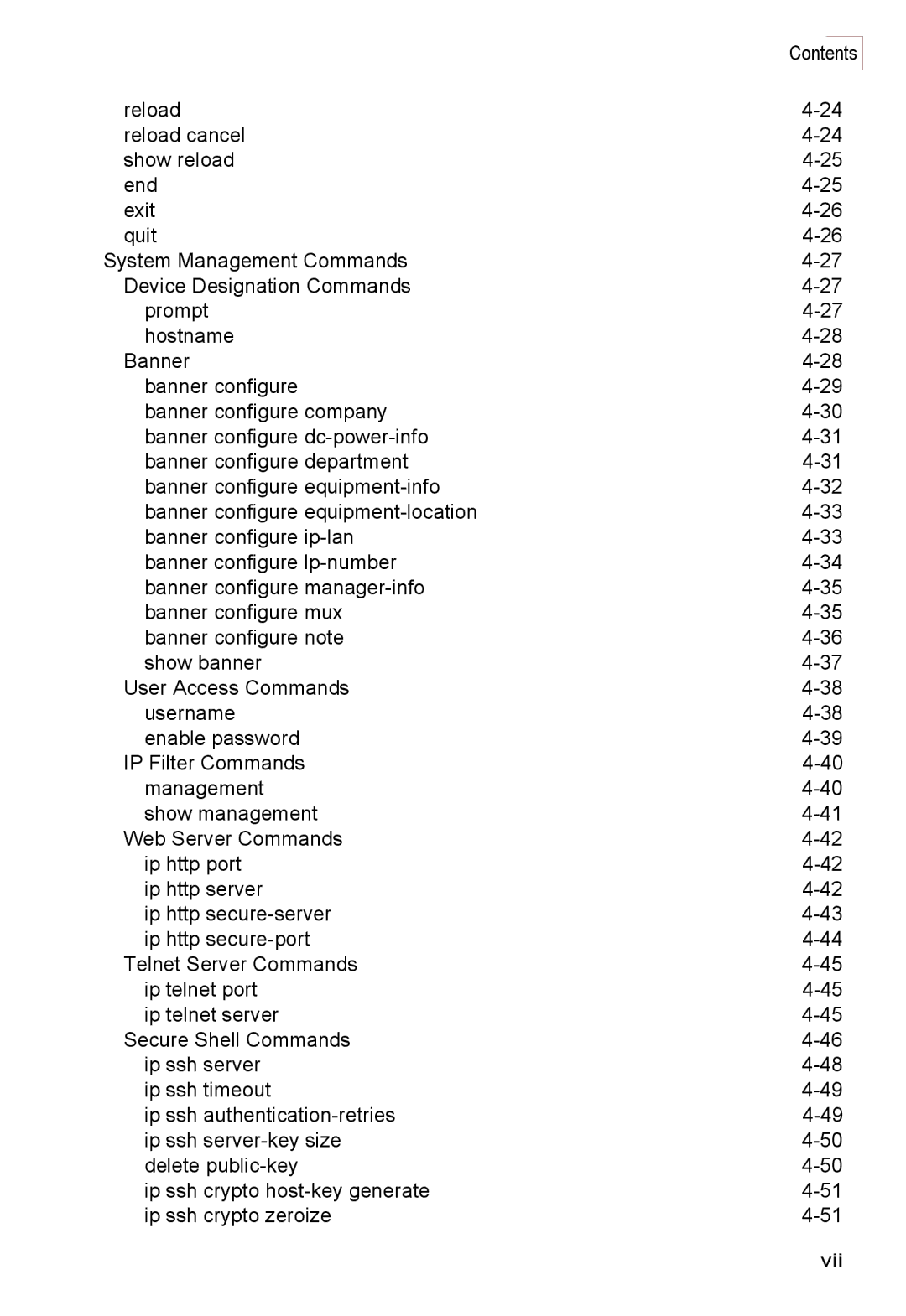 Accton Technology ES3528M-SFP manual Vii 