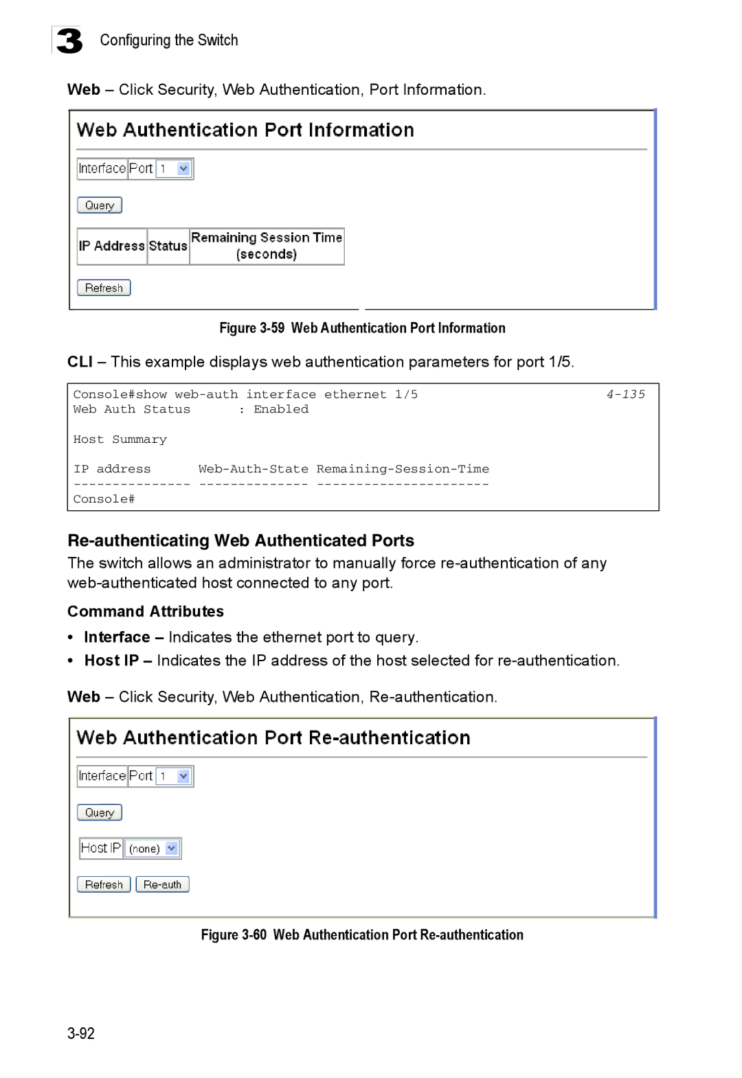 Accton Technology ES3528M-SFP manual Re-authenticating Web Authenticated Ports 