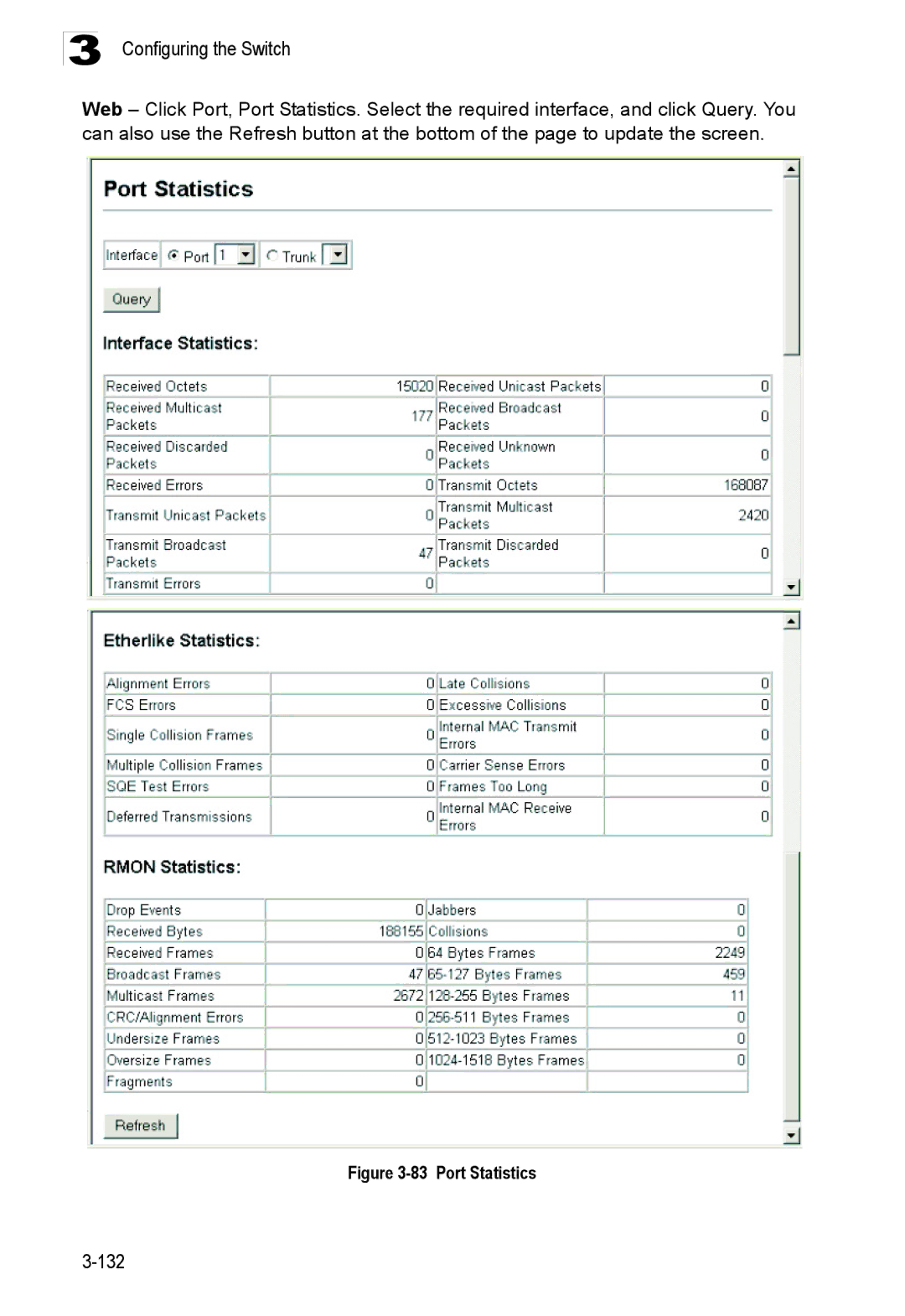 Accton Technology ES3528M-SFP manual Port Statistics 