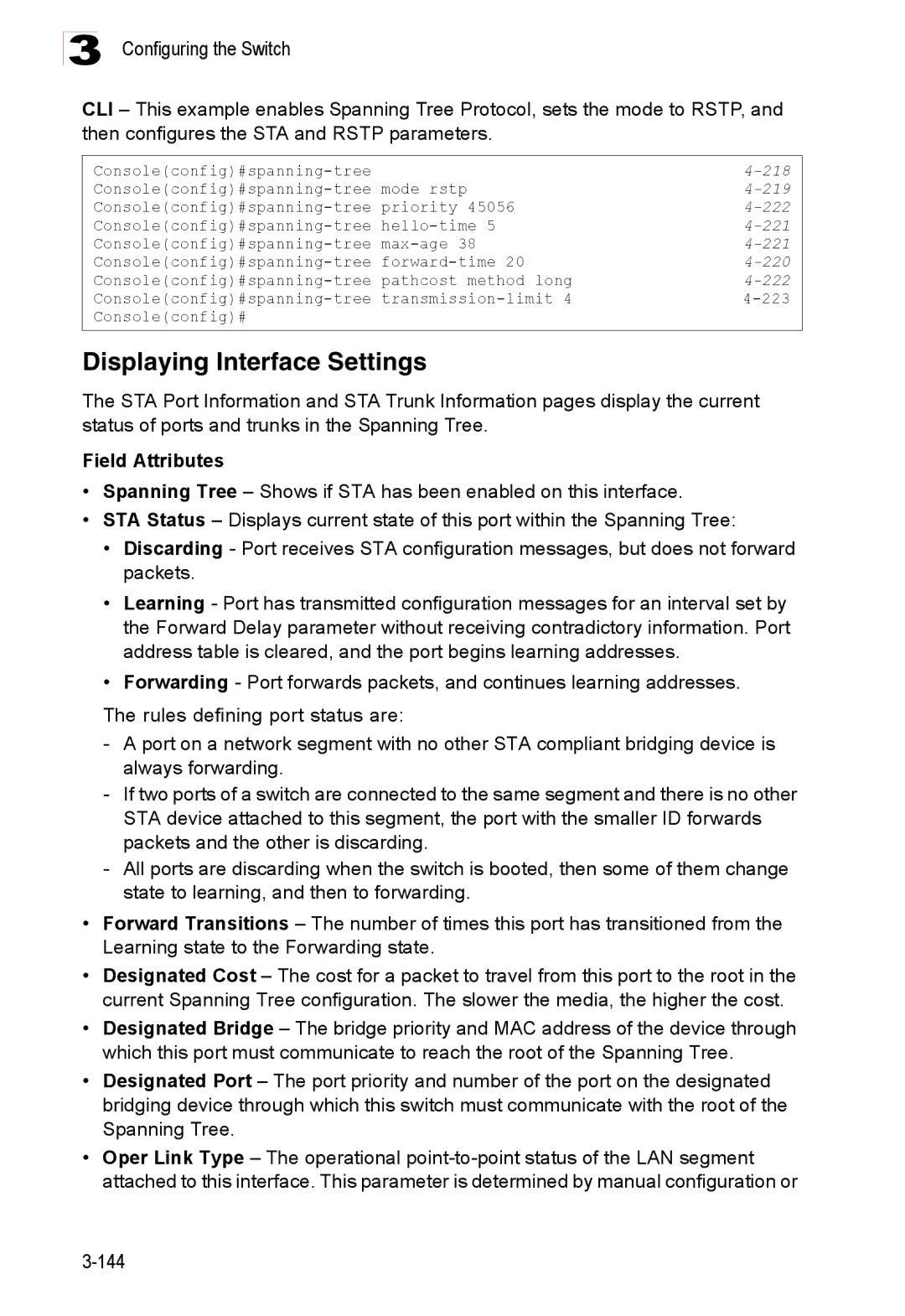 Accton Technology ES3528M-SFP manual Displaying Interface Settings 