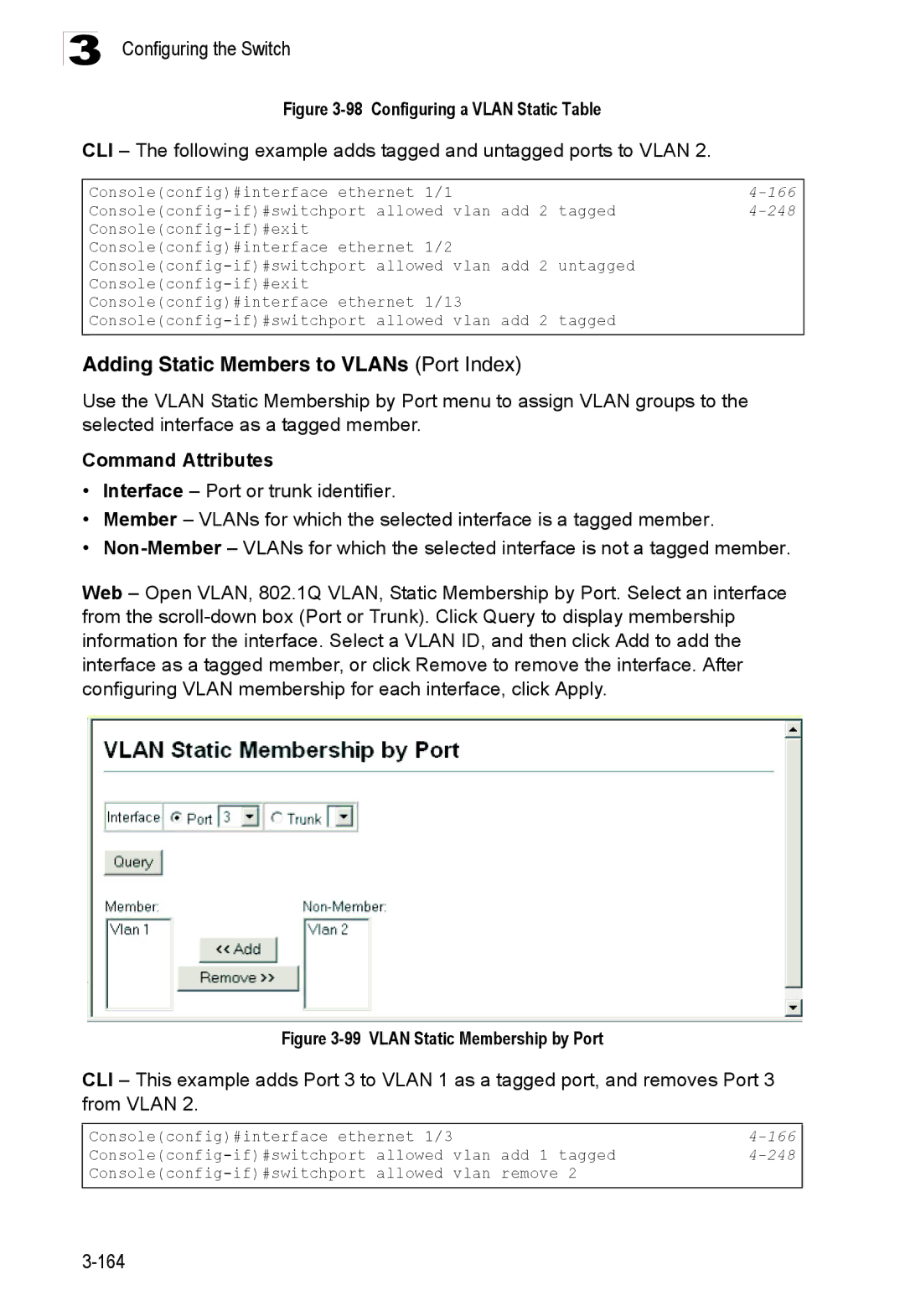 Accton Technology ES3528M-SFP manual Adding Static Members to VLANs Port Index, 248 