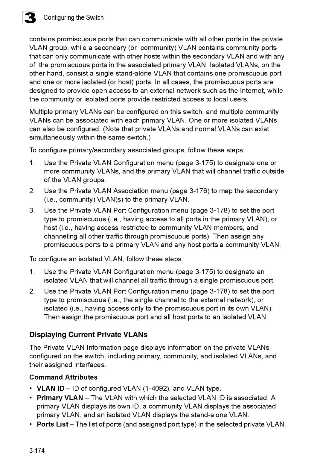 Accton Technology ES3528M-SFP manual Displaying Current Private VLANs 