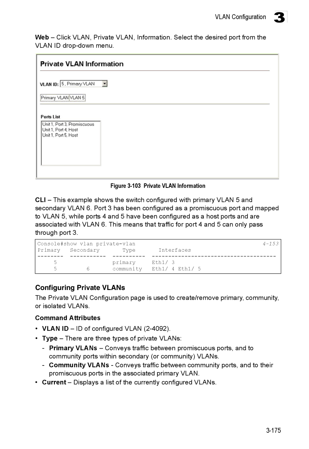 Accton Technology ES3528M-SFP manual Configuring Private VLANs, Private Vlan Information 