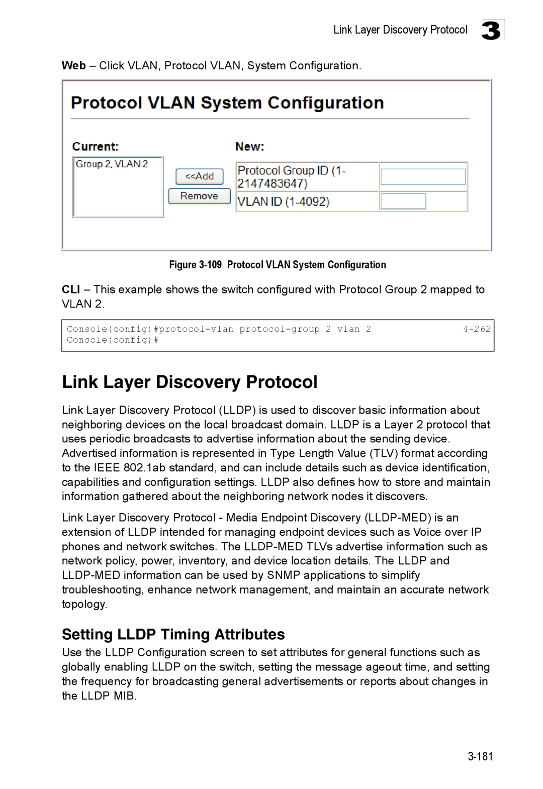 Accton Technology ES3528M-SFP manual Link Layer Discovery Protocol, Setting Lldp Timing Attributes, 262 