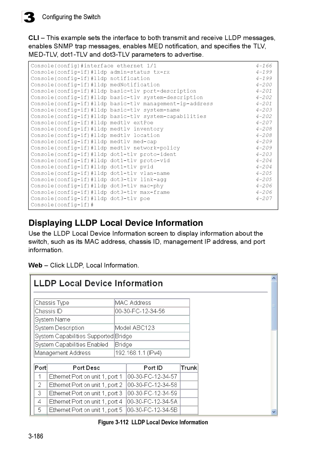 Accton Technology ES3528M-SFP manual Displaying Lldp Local Device Information 