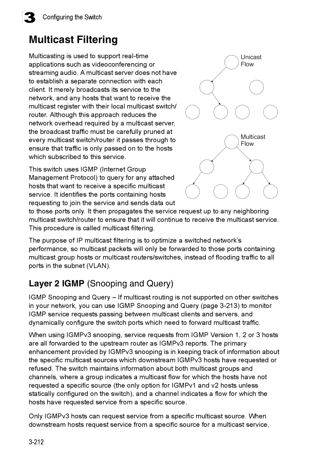 Accton Technology ES3528M-SFP manual Multicast Filtering, Layer 2 Igmp Snooping and Query 