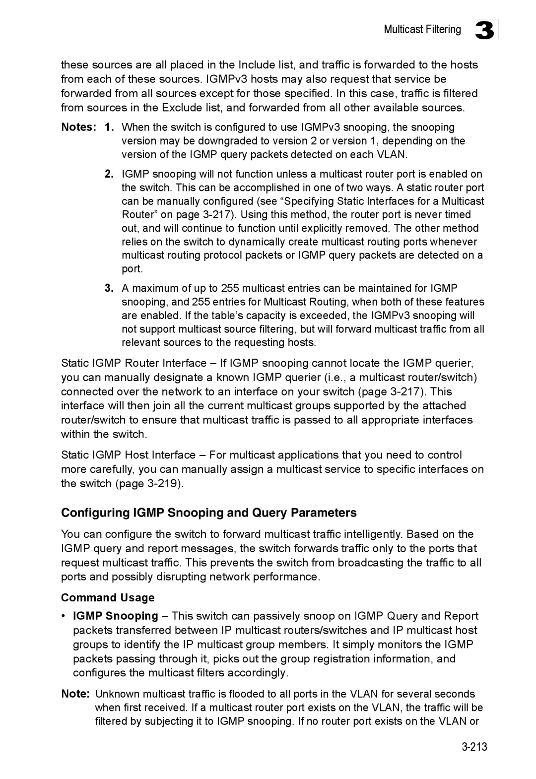 Accton Technology ES3528M-SFP manual Configuring Igmp Snooping and Query Parameters, Command Usage 