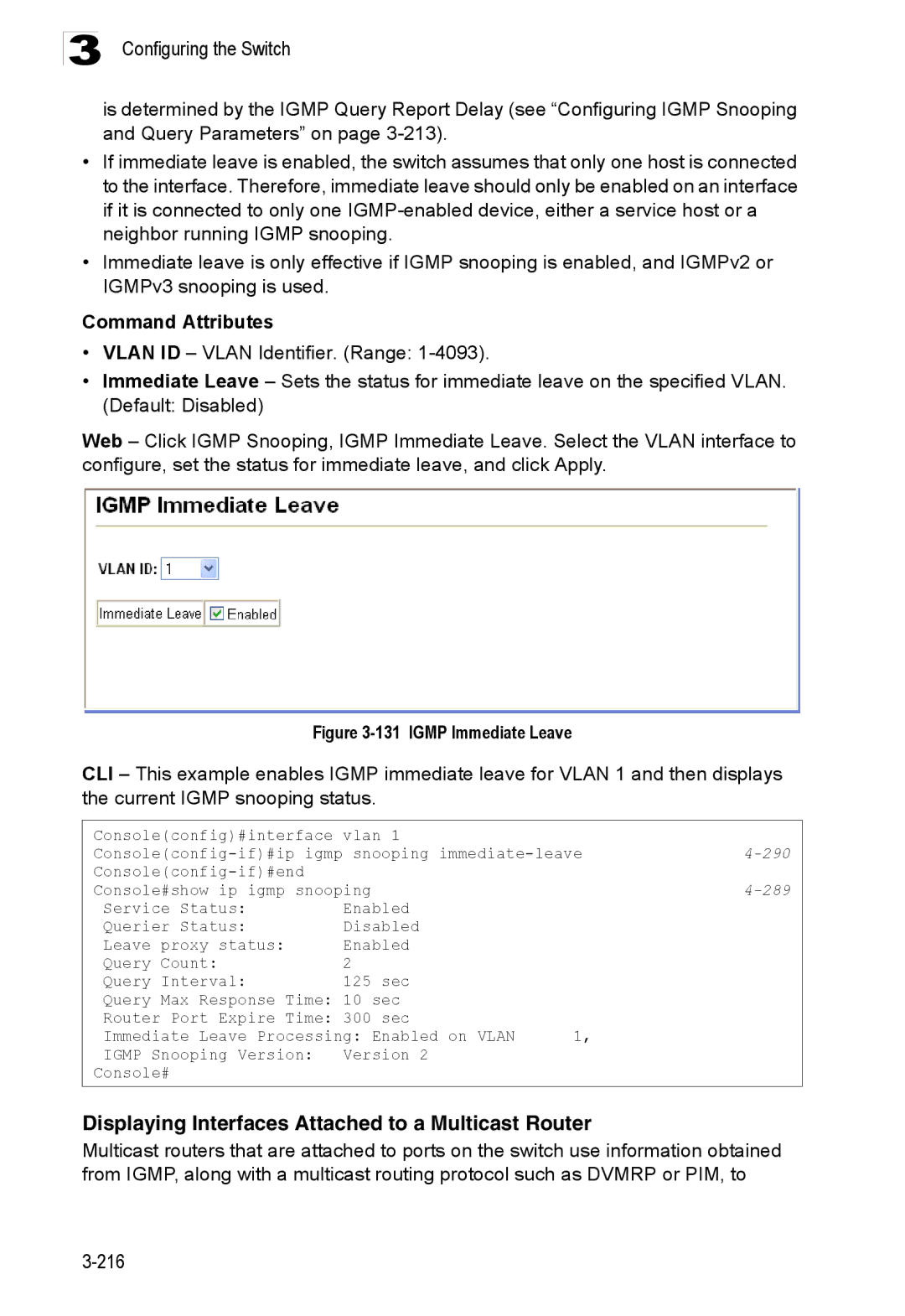 Accton Technology ES3528M-SFP manual Displaying Interfaces Attached to a Multicast Router, 290 