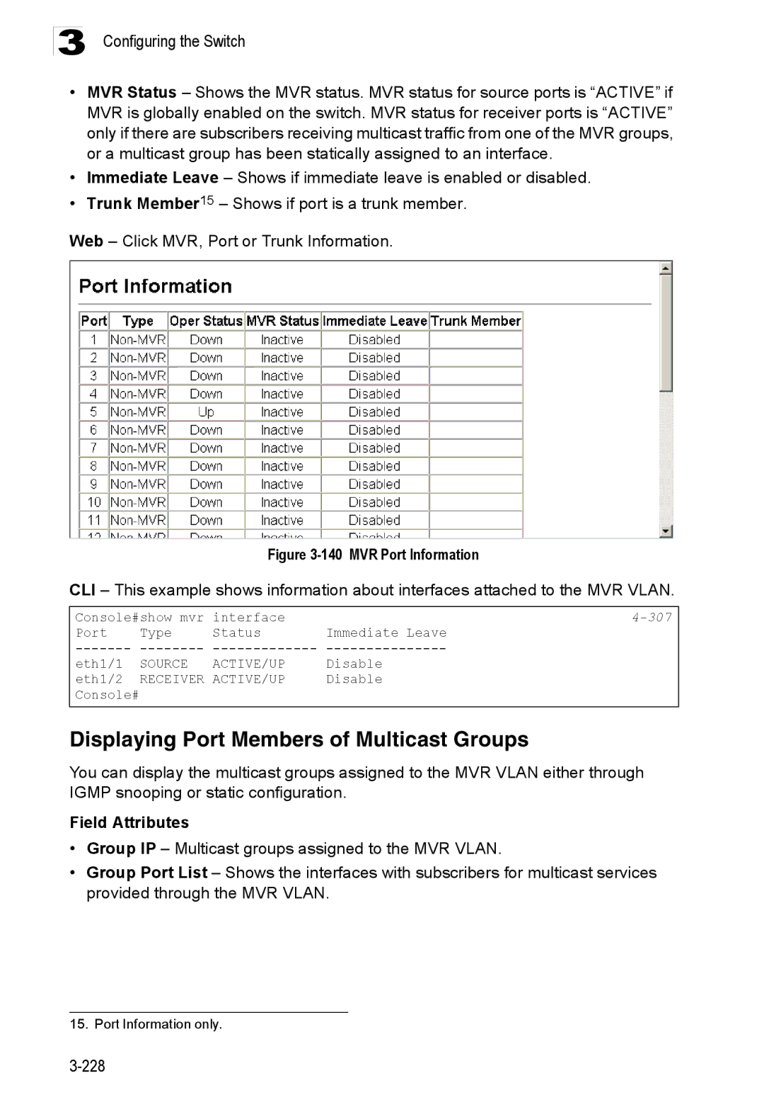 Accton Technology ES3528M-SFP manual Displaying Port Members of Multicast Groups, 307 