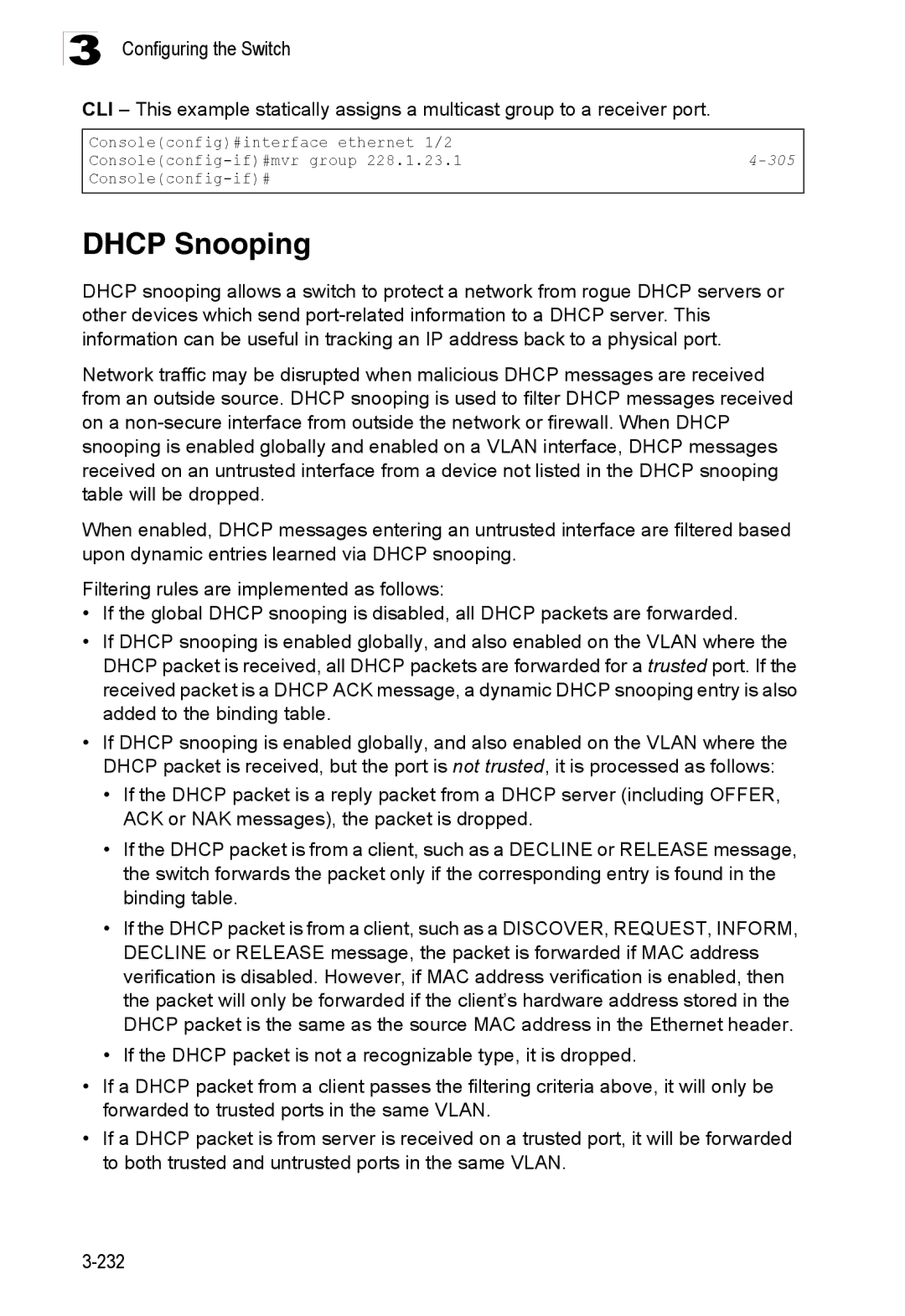 Accton Technology ES3528M-SFP manual Dhcp Snooping 