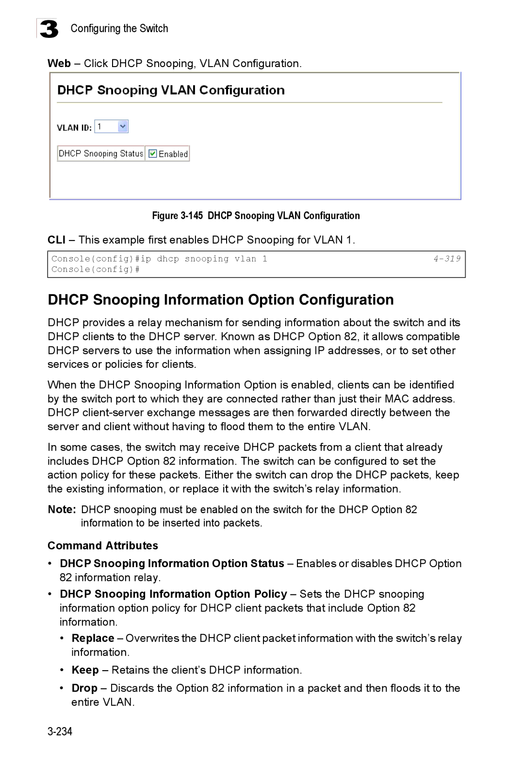 Accton Technology ES3528M-SFP Dhcp Snooping Information Option Configuration, Web Click Dhcp Snooping, Vlan Configuration 