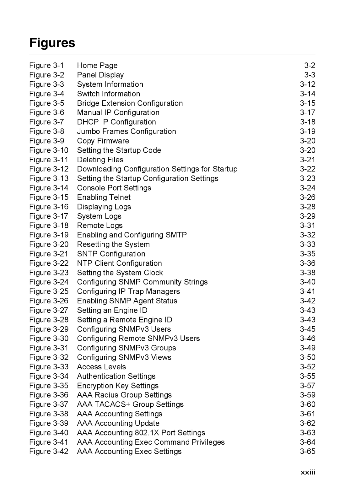 Accton Technology ES3528M-SFP manual Figures, Xxiii 