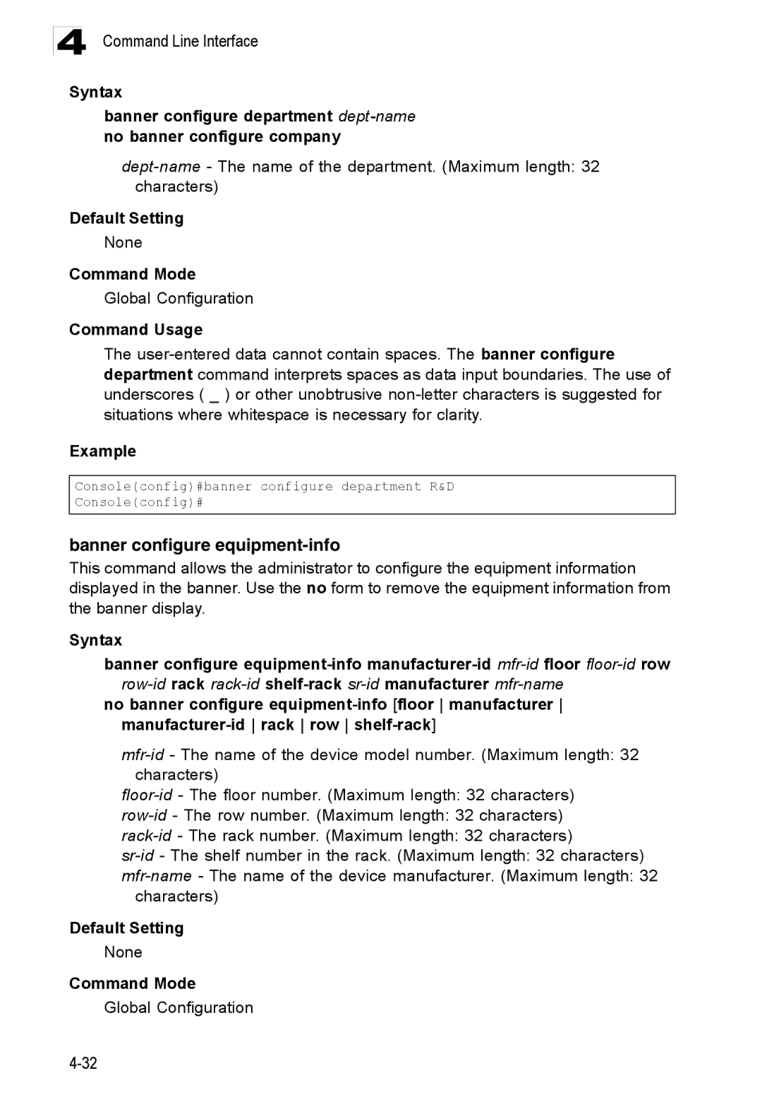 Accton Technology ES3528M-SFP manual Banner configure equipment-info 