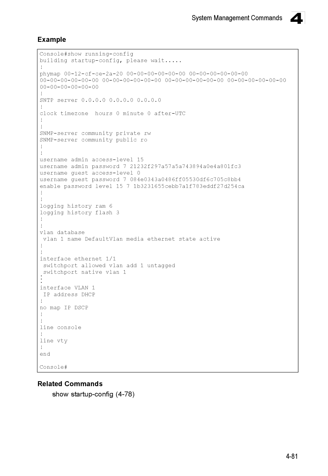 Accton Technology ES3528M-SFP manual Show startup-config4-78 