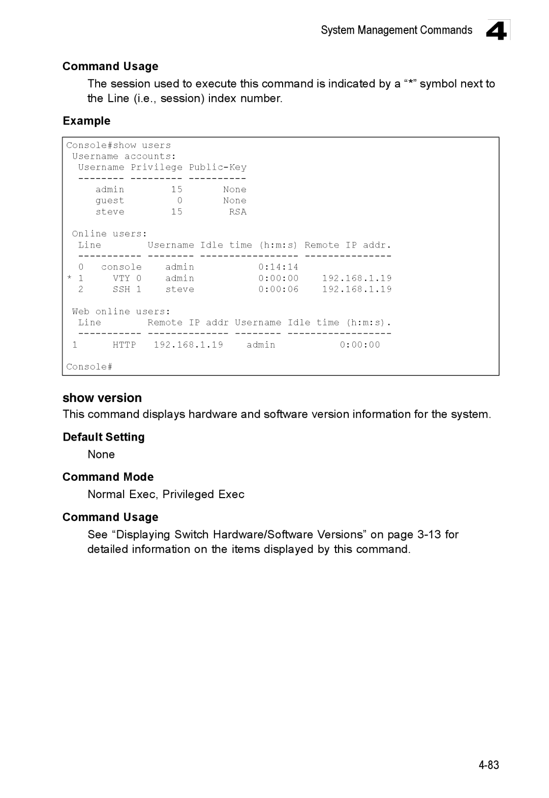 Accton Technology ES3528M-SFP manual Show version 