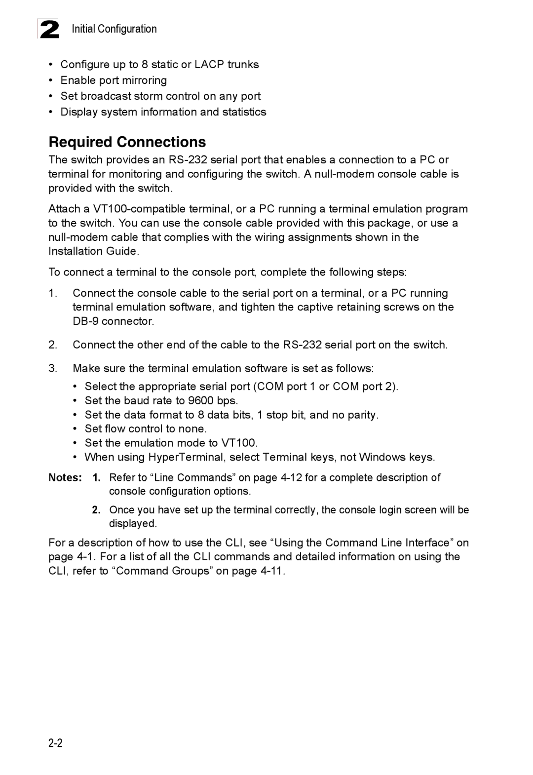 Accton Technology ES3528M-SFP manual Required Connections, Initial Configuration 